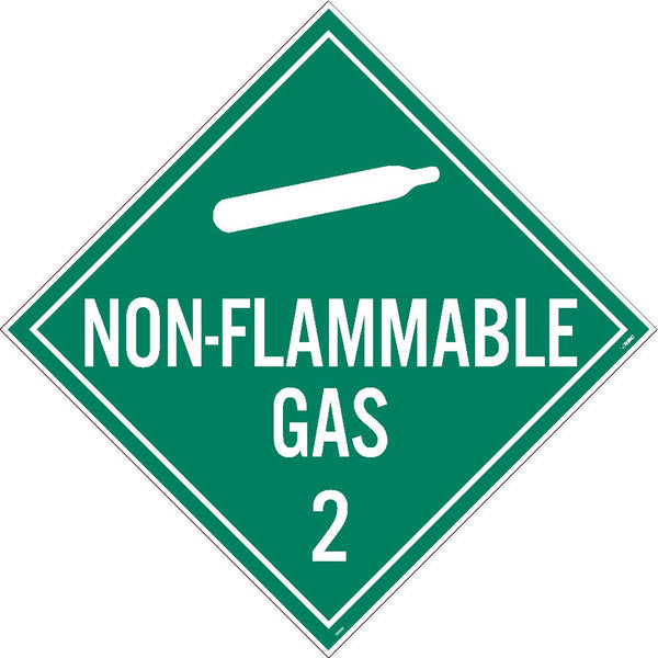 PLACARD, NON FLAMMABLE GAS 2, 10.75X10.75, PS VINYL