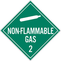 PLACARD, NON-FLAMMABLE GAS 2, 10 3/4X10 3/4, RIGID PLASTIC