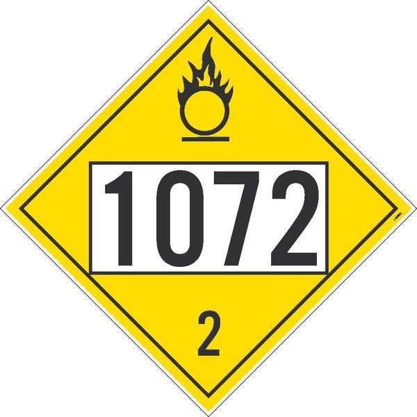1072 Oxygen USDOT Placard Adhesive Backed Vinyl 100/Pk | DL70BP100