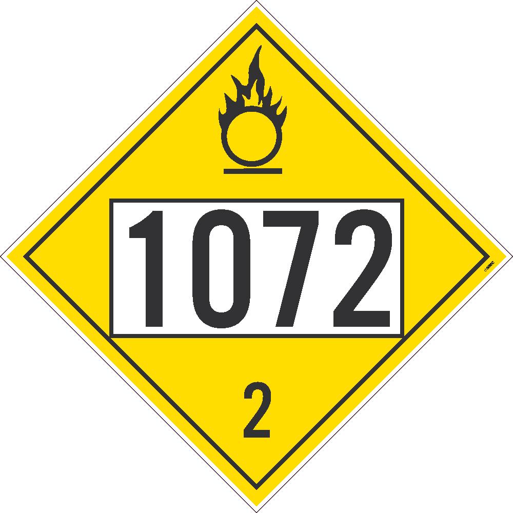1072 Oxygen USDOT Placard Adhesive Backed Vinyl 10/Pk | DL70BP10