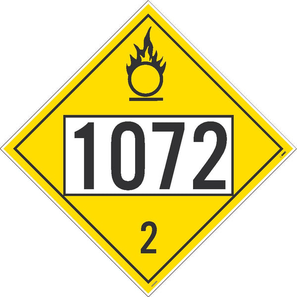 1072 Oxygen USDOT Placard Adhesive Backed Vinyl | DL70BP