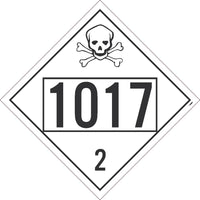 1017 Chlorine USDOT Placard Adhesive Backed Vinyl 50/Pk | DL72BP50