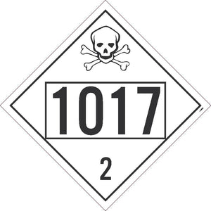 1017 Chlorine USDOT Placard Removable Vinyl 100/Pk | DL72BPR100