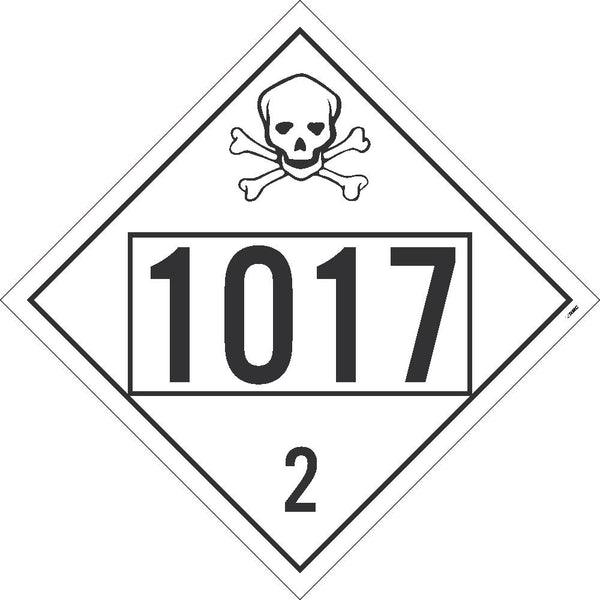1017 Chlorine USDOT Placard Removable Vinyl 10/Pk | DL72BPR10