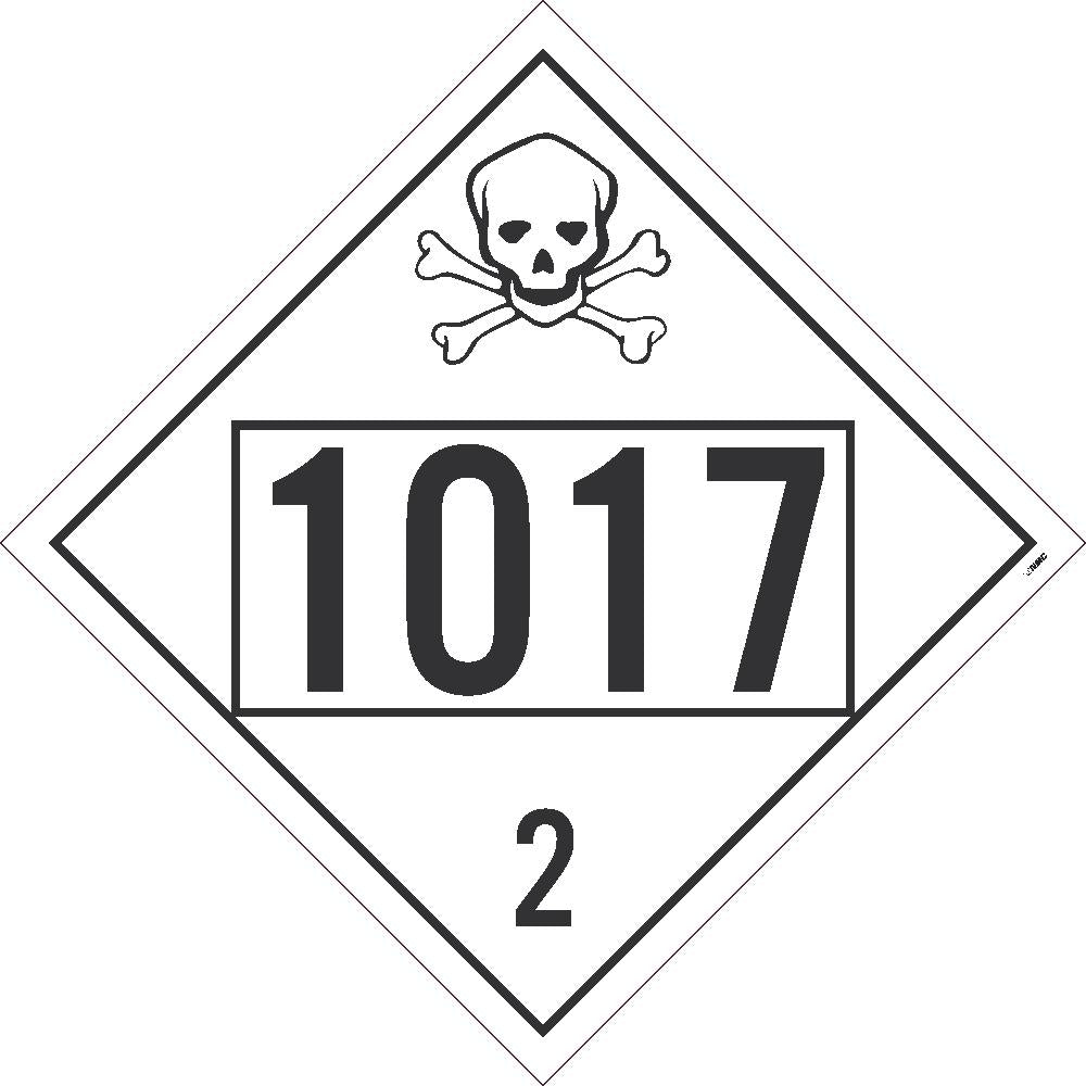 1017 Chlorine USDOT Placard Unrippable Vinyl | DL72BUV