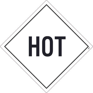 PLACARD, HOT, 10.75X10.75, PRESSURE SENSITIVE VINYL .0045, PACK 25