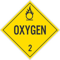 PLACARD, OXYGEN 2, 10.75X10.75, PRESSURE SENSITIVE VINYL .0045, PACK 50