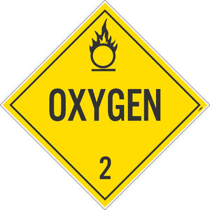 PLACARD, OXYGEN 2, 10.75X10.75, POLYTAG, PACK 25