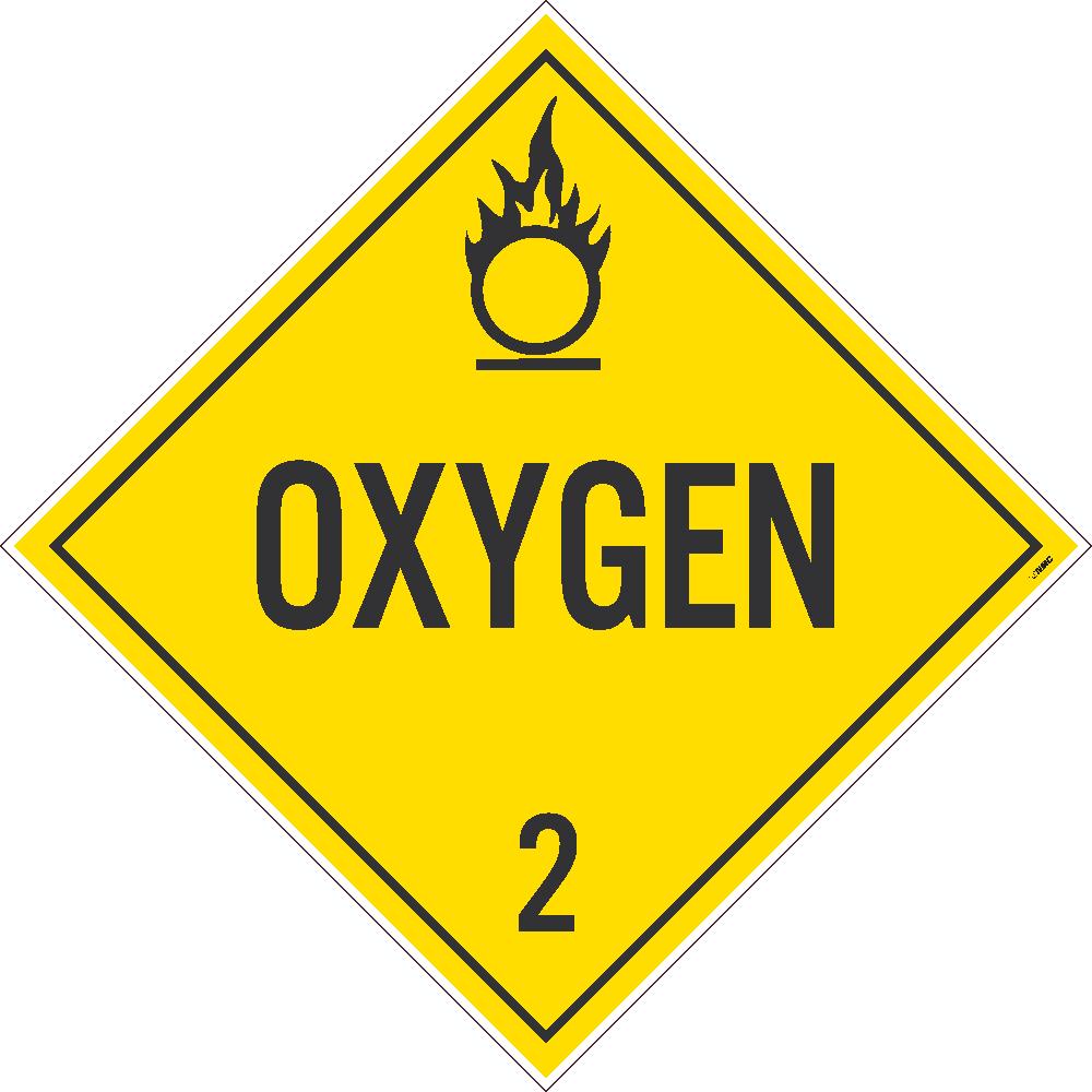 PLACARD, OXYGEN 2, 10.75X10.75, POLYTAG, PACK 25