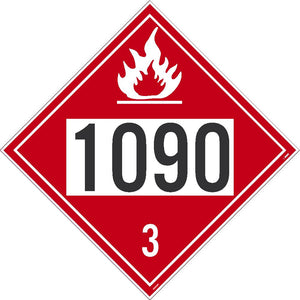 1090 Acetone USDOT Placard Adhesive Backed Vinyl | DL83BP