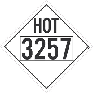 3257 Hot USDOT Placard Adhesive Backed Vinyl 100/Pk DL85BP100