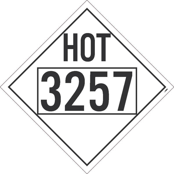 3257 Hot USDOT Placard Adhesive Backed Vinyl 25/Pk | DL85BP25