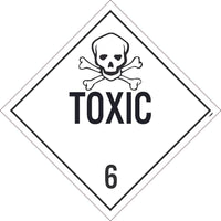 PLACARD, TOXIC 6, 10.75X10.75, PRESSURE SENSITIVE VINYL .0045, PACK 10