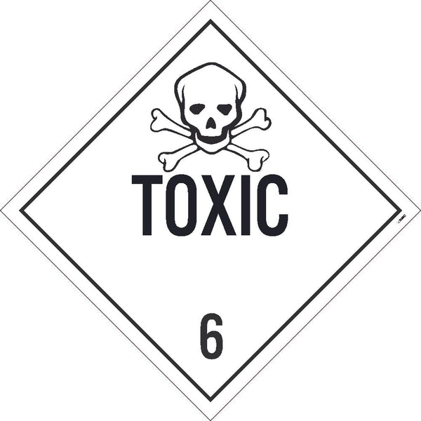 PLACARD, TOXIC 6, 10.75X10.75, REMOVABLE PS VINYL, PACK 100