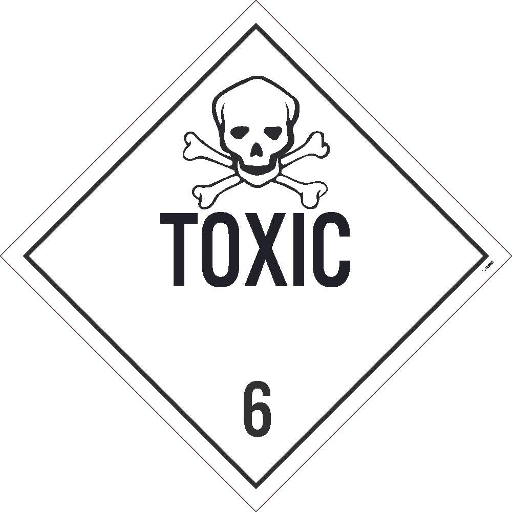 PLACARD, TOXIC 6, 10.75X10.75, REMOVABLE PS VINYL, PACK 50