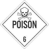 PLACARD, POISON 6, 10.75X10.75, REMOVABLE PS VINYL, PACK 100