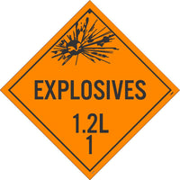 PLACARD, EXPLOSIVES 1.2L 1, 10 3/4X10 3/4, RIGID PLASTIC