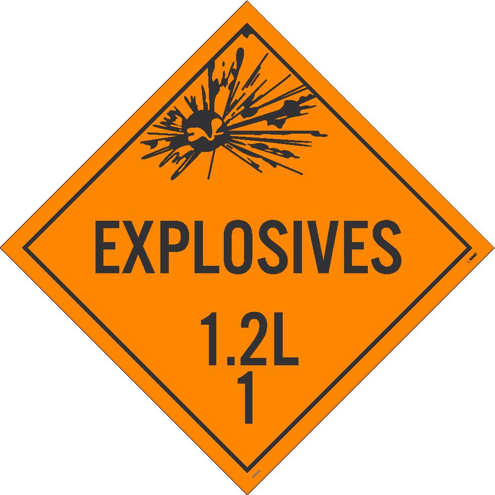 PLACARD, EXPLOSIVES 1.2L 1, 10 3/4X10 3/4, RIGID PLASTIC