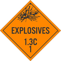 PLACARD, EXPLOSIVES 1.3C 1, 10 3/4X10 3/4, RIGID PLASTIC