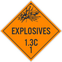 PLACARD, EXPLOSIVES 1.3L 1, 10.75X10.75, POLYTAG