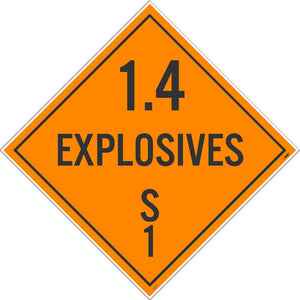 PLACARD, 1.4 EXPLOSIVES S 1, 10.75X10.75, PS VINYL