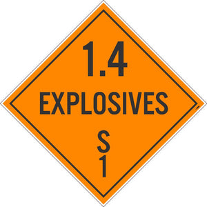 PLACARD, 1.4 EXPLOSIVES S 1, 10.75X10.75, POLYTAG, PACK 10