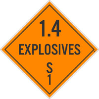 PLACARD, 1.4 EXPLOSIVES S 1, 10.75X10.75, PVC, FLEXIBLE PVC, .015 UNRIPPABLE VINYL, PACK 10