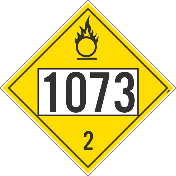1073 Refrigerated Liquid Oxygen USDOT Placard Vinyl 100/Pk | DL97BP100