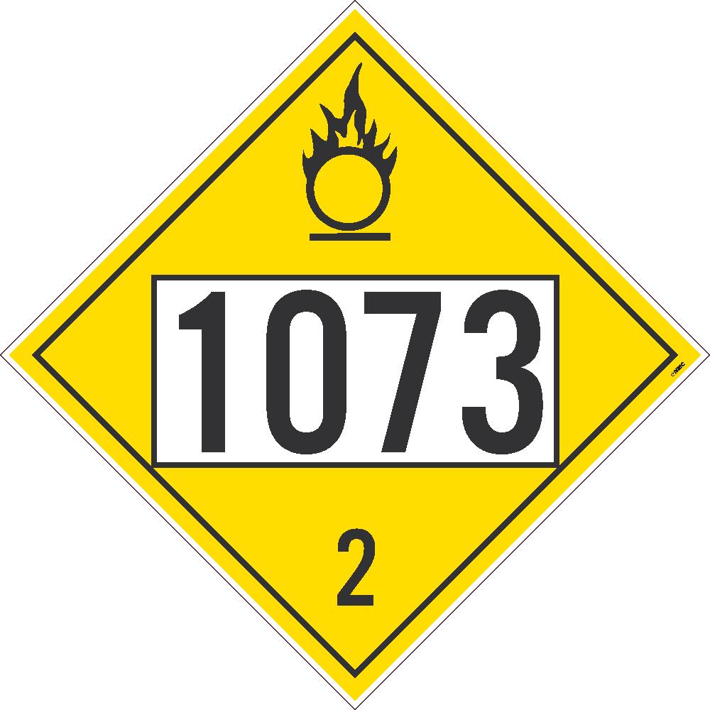 1073 Refrigerated Liquid Oxygen DOT Placard Unrip Vinyl 100 DL97BUV100