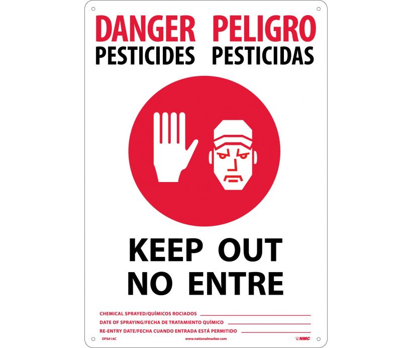 DANGER, PESTICIDES KEEP OUT (BILINGUAL), 20X14, .040 ALUM