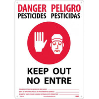 DANGER, PESTICIDES KEEP OUT (BILINGUAL), 20X14, RIGID PLASTIC