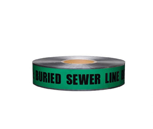 DETECTABLE UNDERGROUND TAPE, CAUTION SEWER LINE BELOW , 2"X1000'