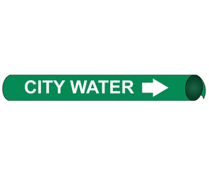 PIPEMARKER PRECOILED, CITY WATER W/G, FITS 4 5/8"-5 7/8" PIPE