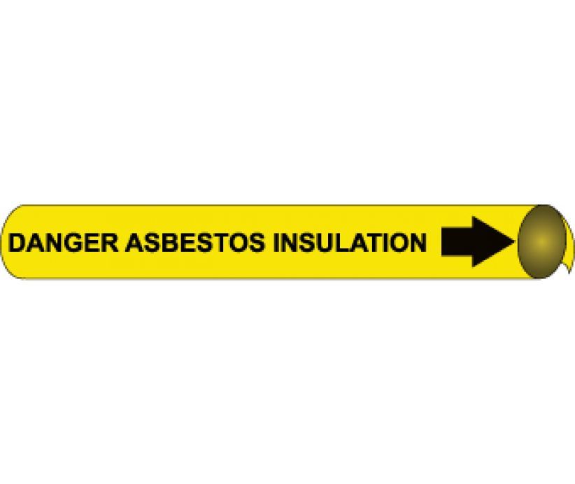 PIPEMARKER PRECOILED, DANGER ASBESTOS INSULATION B/Y, FITS 4 5/8
