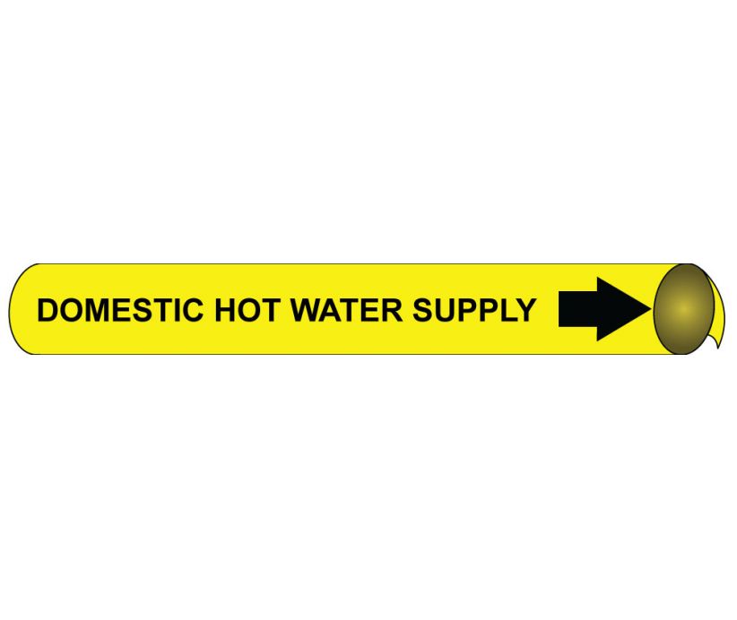PIPEMARKER PRECOILED, DOMESTIC HOT WATER SUPPLY B/Y, FITS 4 5/8