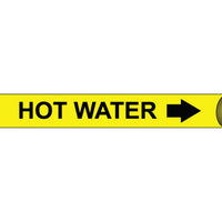 PIPEMARKER PRECOILED, HOT WATER B/Y, FITS 4 5/8"-5 7/8" PIPE