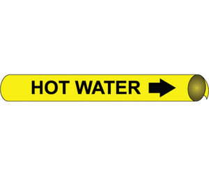 PIPEMARKER PRECOILED, HOT WATER B/Y, FITS 4 5/8"-5 7/8" PIPE