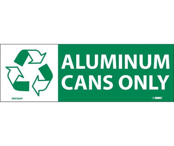 (GRAPHIC) ALUMINUM CANS ONLY, 7.5X2.5, PS VINYL, 5/PK