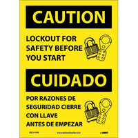 Caution Lockout For Safety English/Spanish 14"x10" Vinyl | ESC177PB
