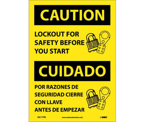 Caution Lockout For Safety English/Spanish 20"x14" Vinyl | ESC177PC