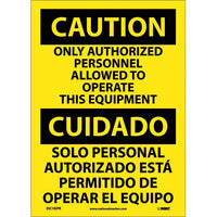 Caution Only Authorized Personnel Eng/Spanish 14"x10" Vinyl | ESC182PB