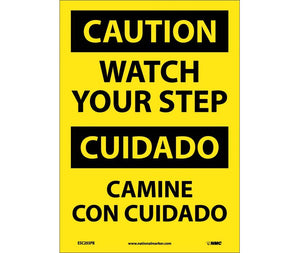 Caution Watch Your Step Eng/Spanish 20x14 Plastic | ESC203RC