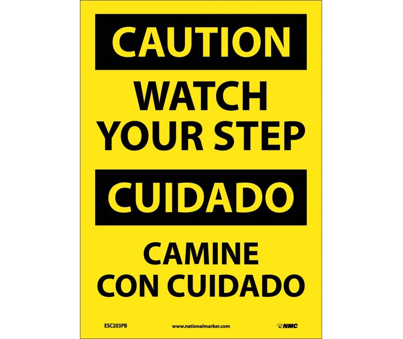 Caution Watch Your Step Eng/Spanish 20x14 Plastic | ESC203RC