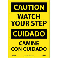 Caution Watch Your Step English/Spanish 14"x10" Plastic | ESC203RB