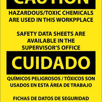 Caution Hazardous/Toxic Chemicals Eng/Spanish 14x10 Plastic | ESC309RB