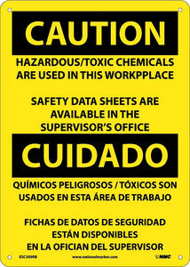 Caution Hazardous/Toxic Chemicals Eng/Spanish 14x10 Plastic | ESC309RB