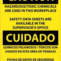 Caution Hazardous/Toxic Chemicals Eng/Spanish 20x14 Plastic | ESC309RC