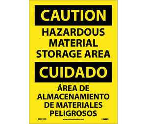 Caution Hazardous Material Storage Eng/Spanish 14x10 Vinyl | ESC310PB