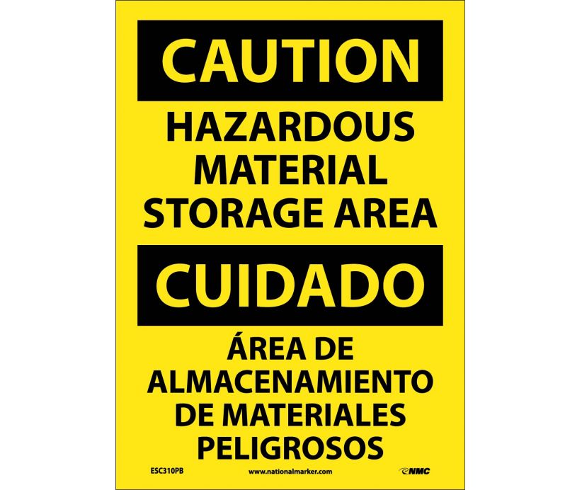 Caution Hazardous Material Storage Eng/Spanish 14x10 Vinyl | ESC310PB
