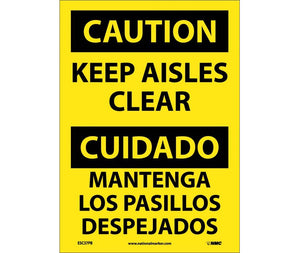 Caution Keep Aisles Clear English/Spanish 20"x14" Vinyl | ESC37PC